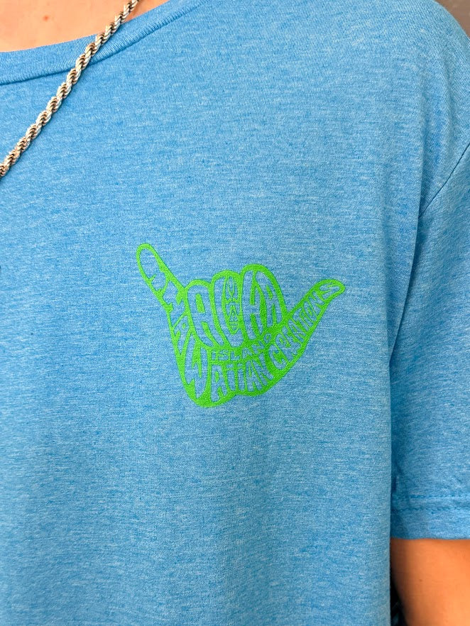 HIC SHAKA SCRIBBLE TEE - HEATHER SAPHIRE