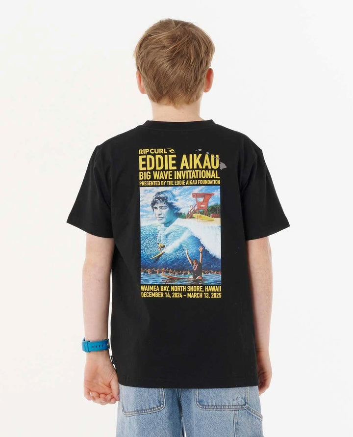 RIP CURL EDDIE WOULD GO POSTER KIDS TEE - BLACK