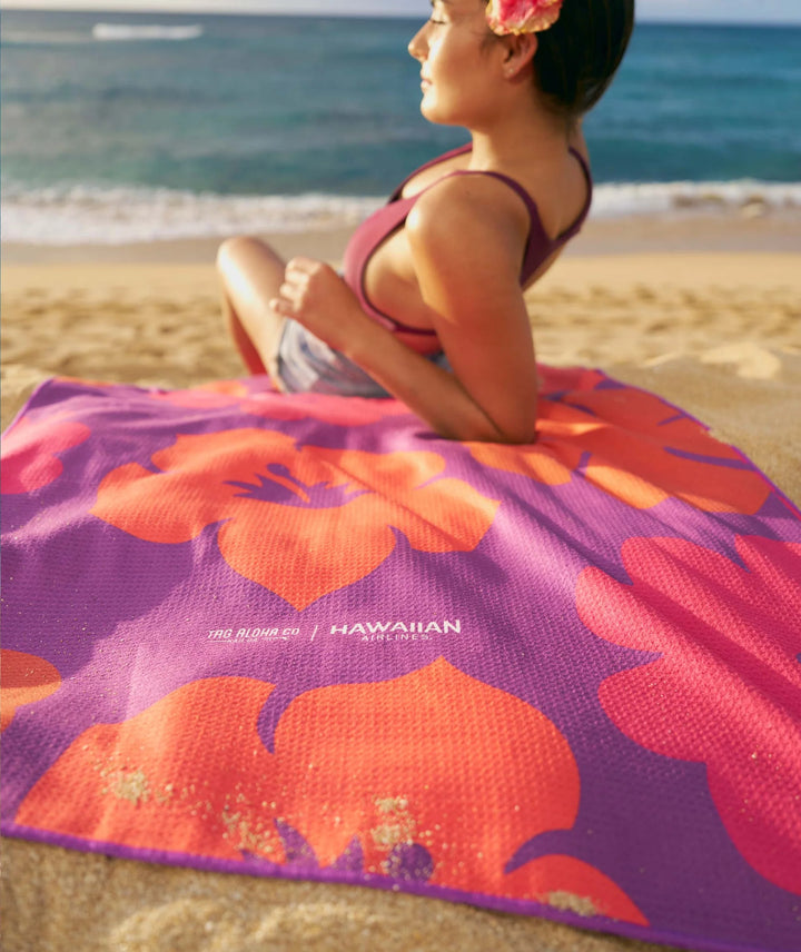 TAG ALOHA BEACH TOWEL - ALOALO HAWAIIAN AIRLINES