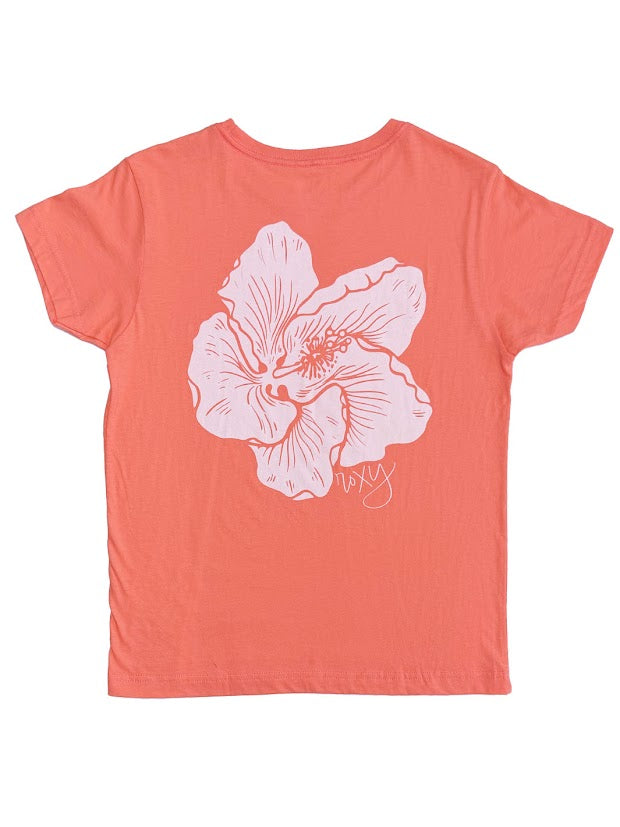 ROXY ALOHA HIBISCUS BOYFRIEND TEE - ORANGE