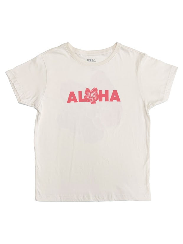 ROXY ALOHA HIBISCUS BOYFRIEND TEE - OFF WHITE