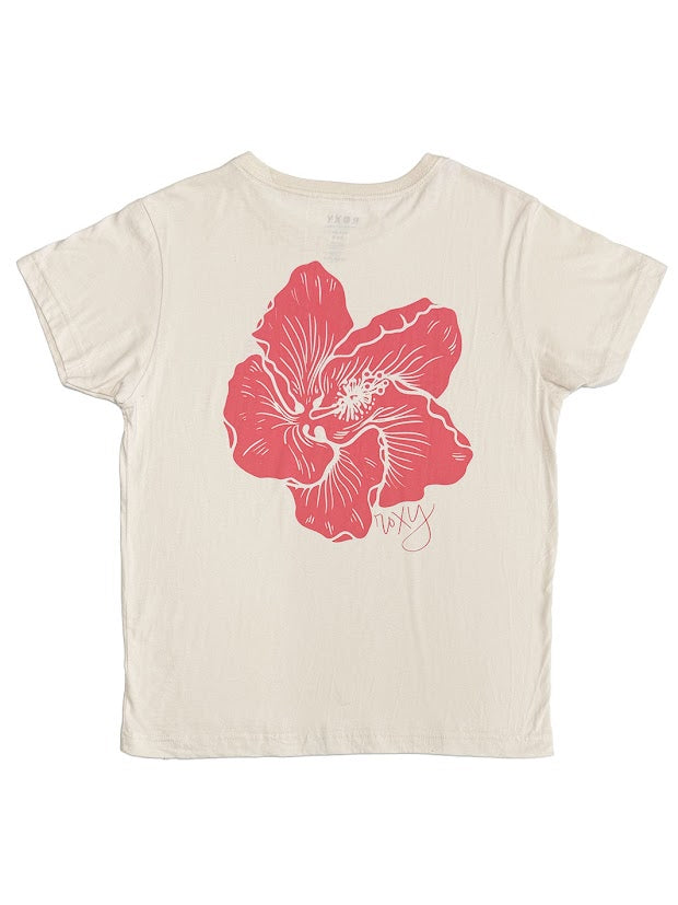 ROXY ALOHA HIBISCUS BOYFRIEND TEE - OFF WHITE